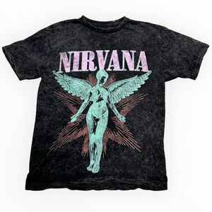 NWOT Nirvana In Utero Live ’93 Graphic Band Tee in Black Mineral Wash Size Large